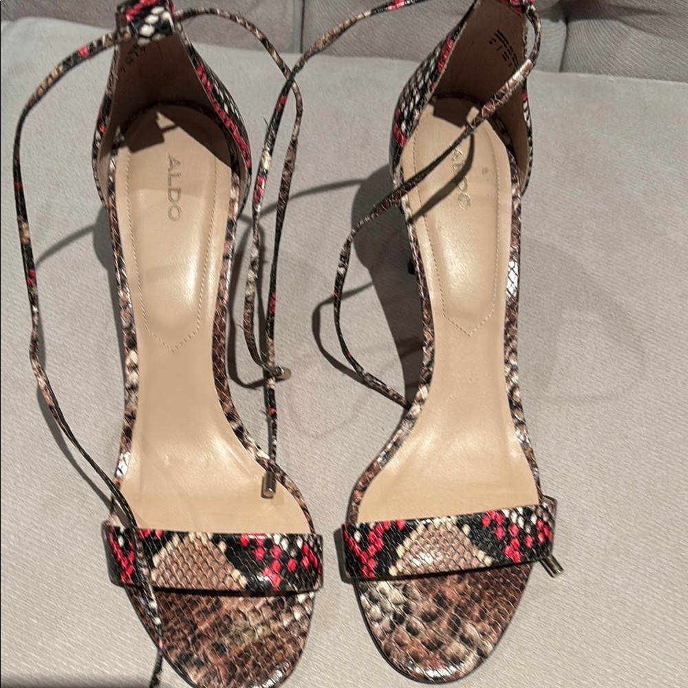Aldo Red and Brown Heels Elegant Design